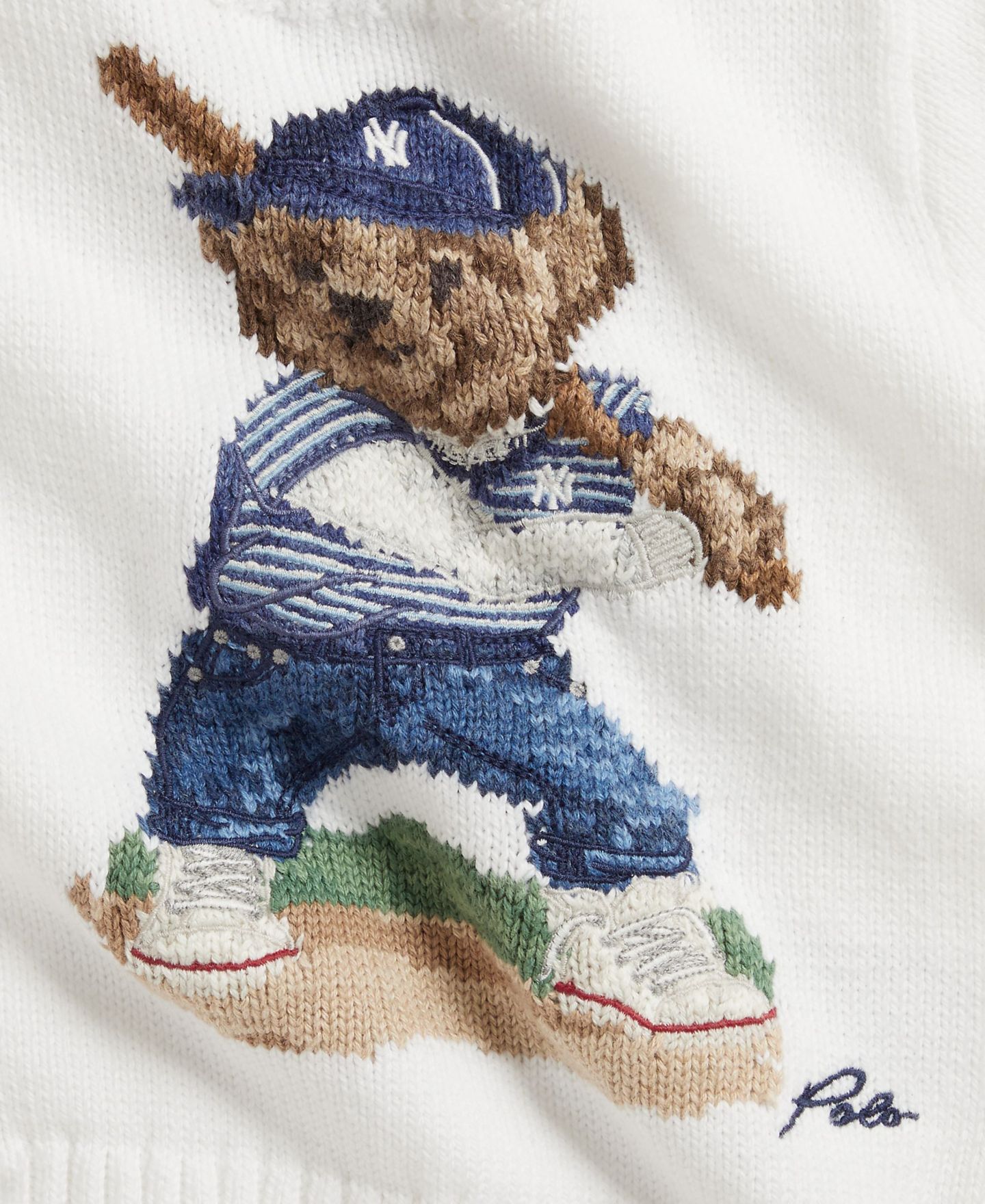 Комплект Polo Ralph Lauren Yankees для мальчика: свитер и брюки, 2 предмета, цвет: Белый — фото 3