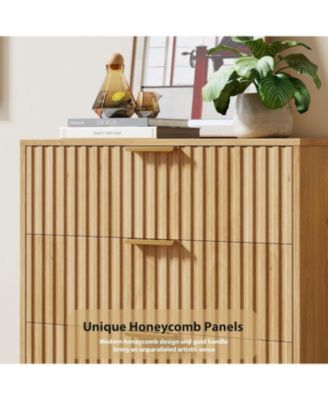 Fluted 3 Drawer Dresser for Bedroom, Modern Nightstand with Deep Drawers