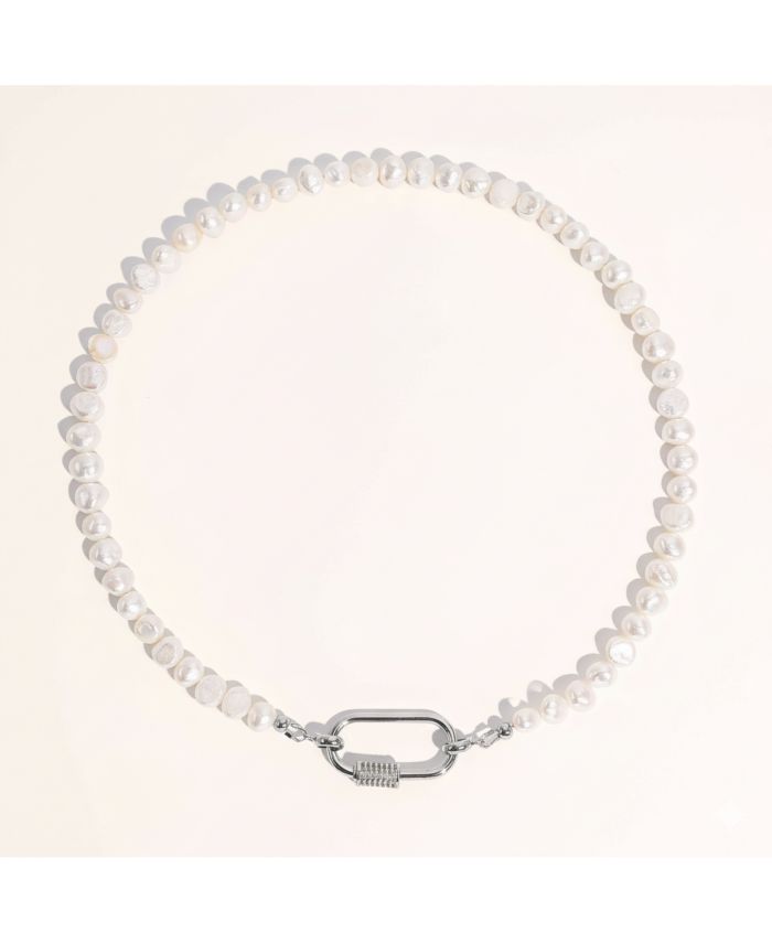 Joey Baby Freshwater Pearl Necklace with Silver Carabiner Clasp