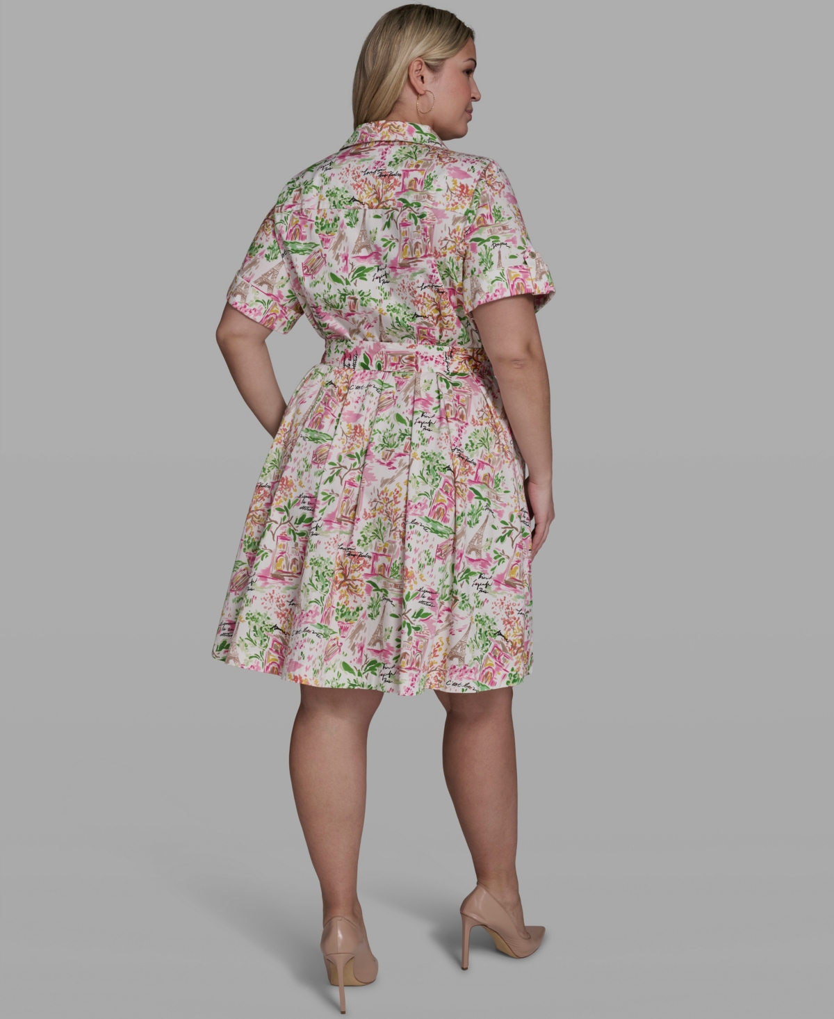 Karl Lagerfeld Paris Plus Printed Collared Dress