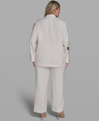 Plus Size Placed Floral Wide-Leg Pants