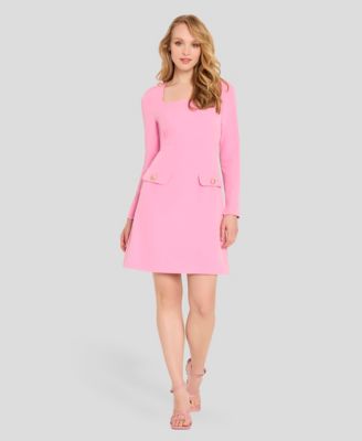 Women's Long-Sleeve Square Neck Dress