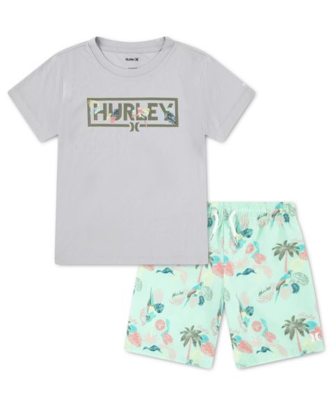Купальники Hurley Boys' 4-7 Parrot-Dise Swim T-Shirt and Shorts, 2-Piece Set