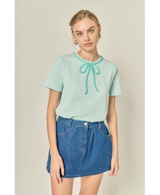 Women's Beaded Bow T-Shirt