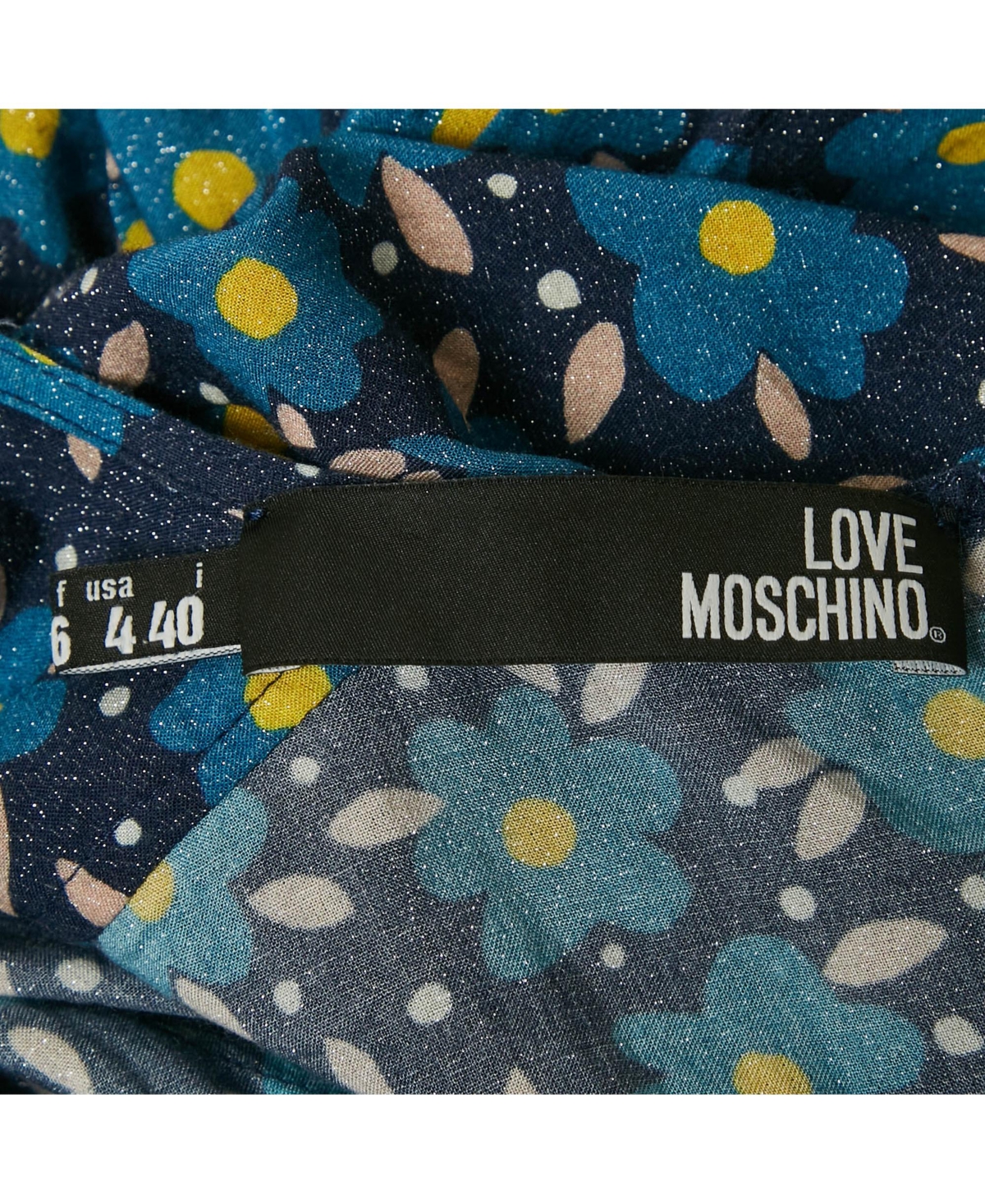 Pre-Owned Love Moschino Women's Blue Floral Print Crepe Pleated Maxi Dress