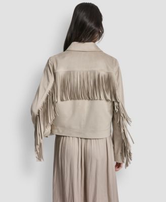 Women's Collared Fringe Suede Jacket