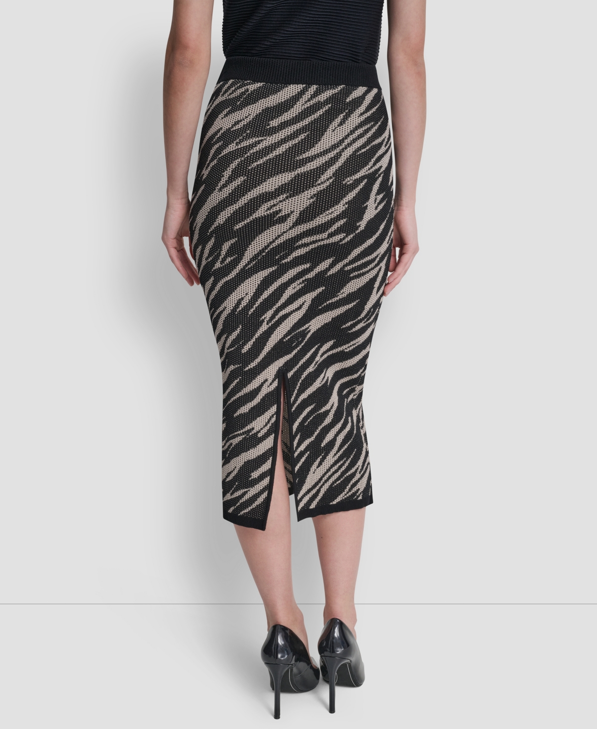 Dkny Women's Pointelle Jacquard Animal Print Pull-On Sweater Skirt