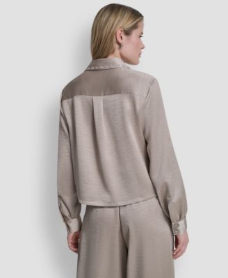 Women's Studded Collar V-Neck Shirt