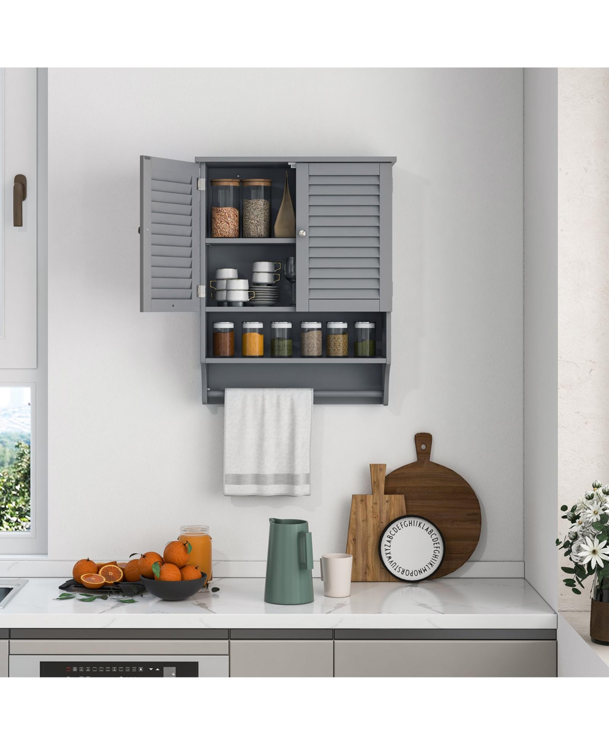 sumyeg 2-Door Wall Mounted Bathroom Medicine Cabinet with Towel Bar