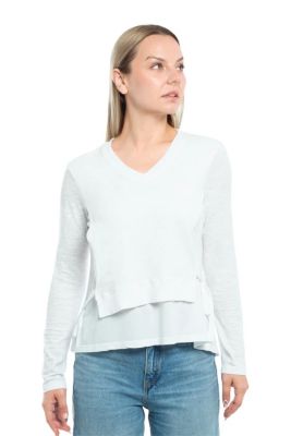 Women's Mixed Media Double Layer Long Sleeve