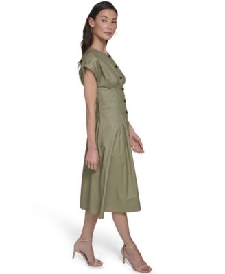 Women's Button-Down A-Line Midi Dress