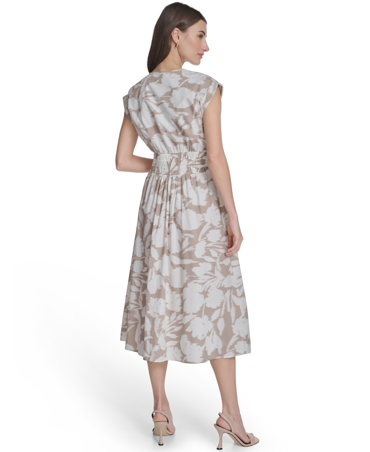 Calvin Klein Women's Floral Smocked A-Line Midi Dress