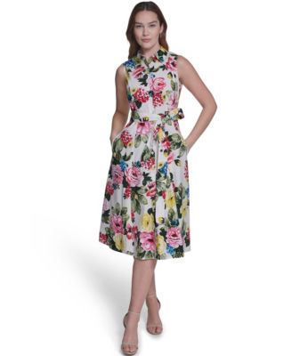 Women's Floral A-Line Midi Dress