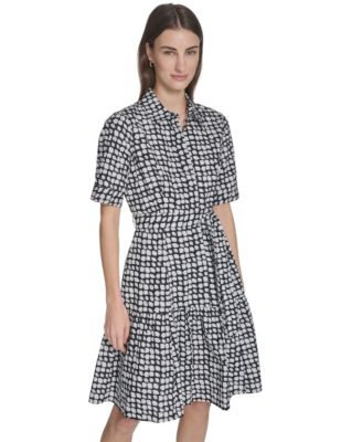Women's Collared Chiclet Tiered Midi Dress