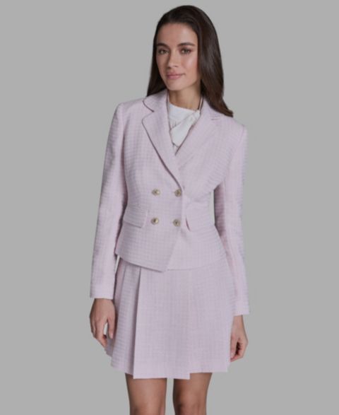 Женские куртки BCBG Notch Collar Double-Breasted Tweed Jacket