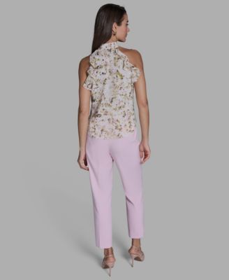 Women's Printed Tie-Neck Halter Blouse