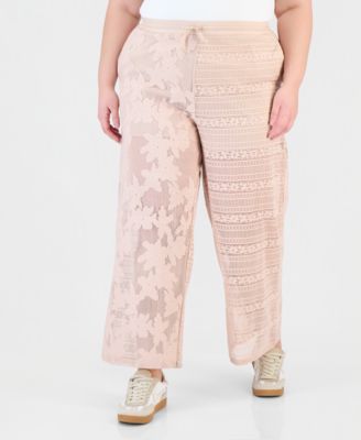 Trendy Plus Size Lace Drawstring-Waist Pants