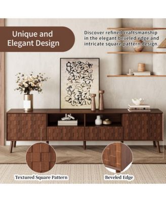  78" Storage Cabinet TV Stand with Solid Wood Legs