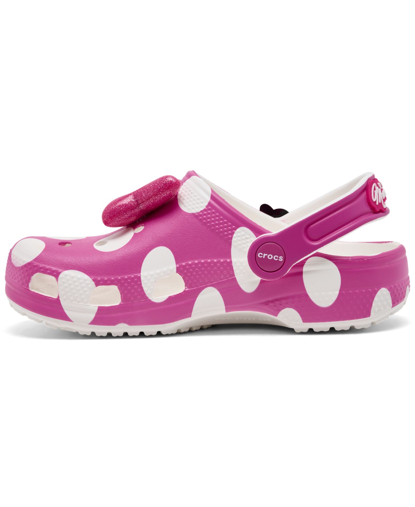 Сабо Crocs x Disney Minnie Mouse Classic Clogs from Finish Line для девочек, цвет: Розовый / Белый — фото 3