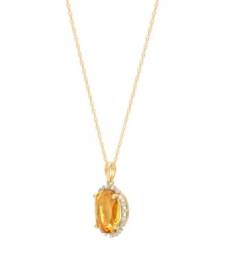 Citrine (2-1/5 ct. t.w.) & Diamond Accent Pendant Necklace in 10k Yellow Gold (Also Available in Multi-Stones)
