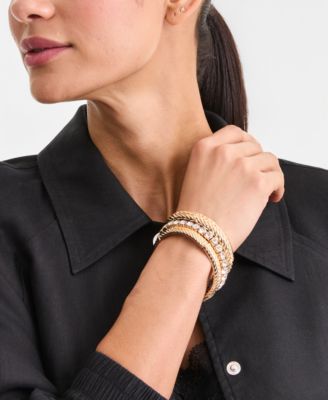 3-Pc. Set Crystal & Textured Stretch Bracelets