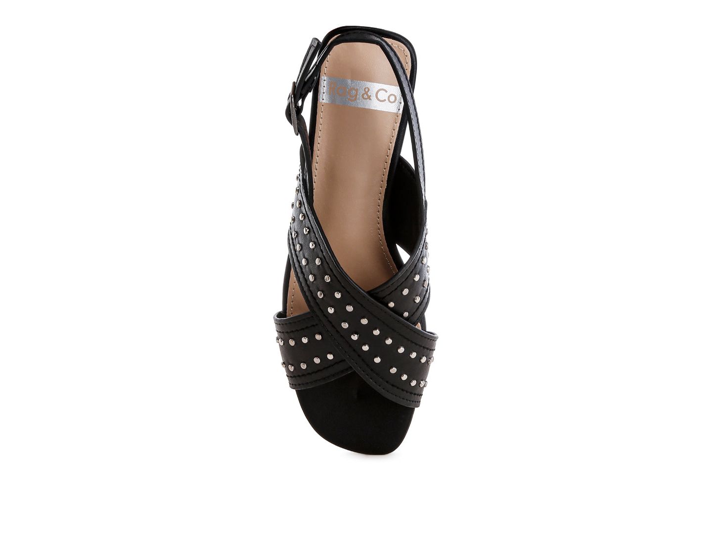 Женские балетки Rag & Co Calluna Stud Embellished Buckled Flats, цвет: Чёрный — фото 5