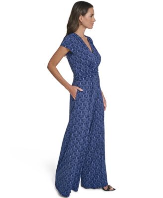 Petite Shirred Front V-Neck Jumpsuit