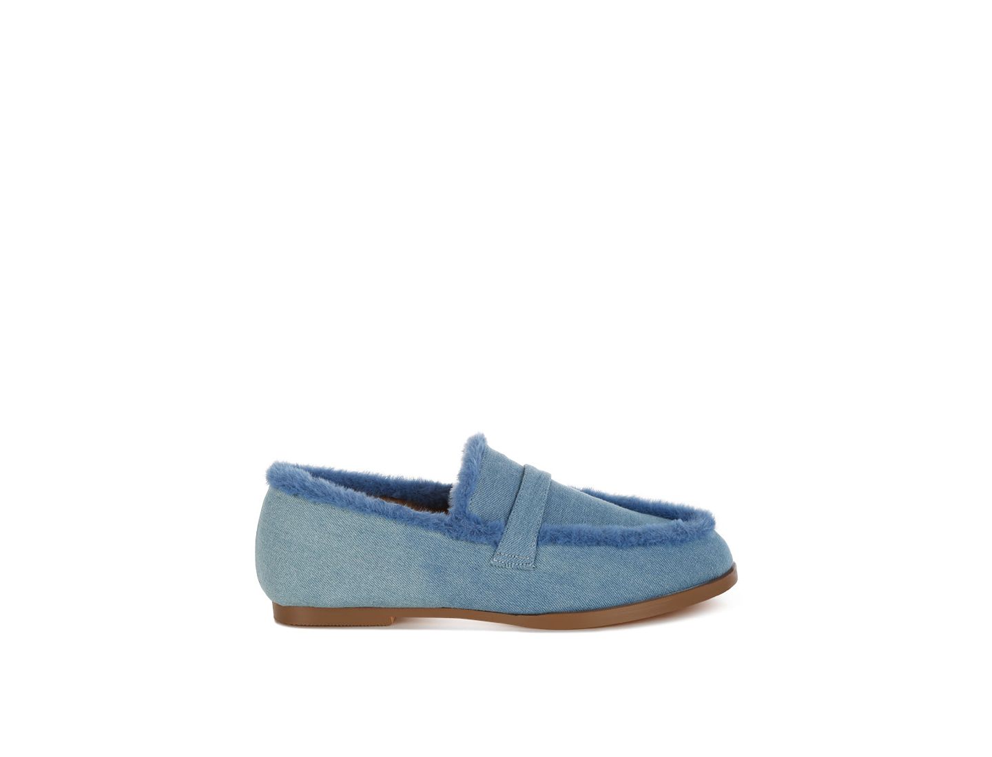 Женские туфли Rag & Co Nivena Fur Detail Denim Loafers, цвет: Синий — фото 4