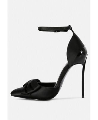 DINGLES Womens Bow Embellished Satin Stiletto Sandals