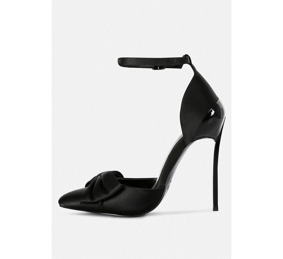 Dingles Womens Bow Embellished Satin Stiletto Sandals