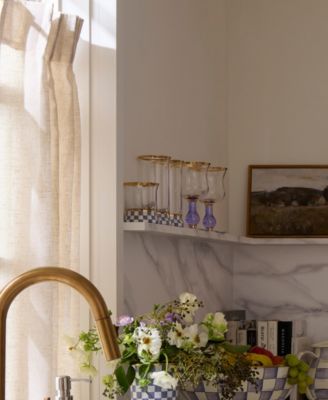 Violet Check Handmade Highball Glasses, Set of 2