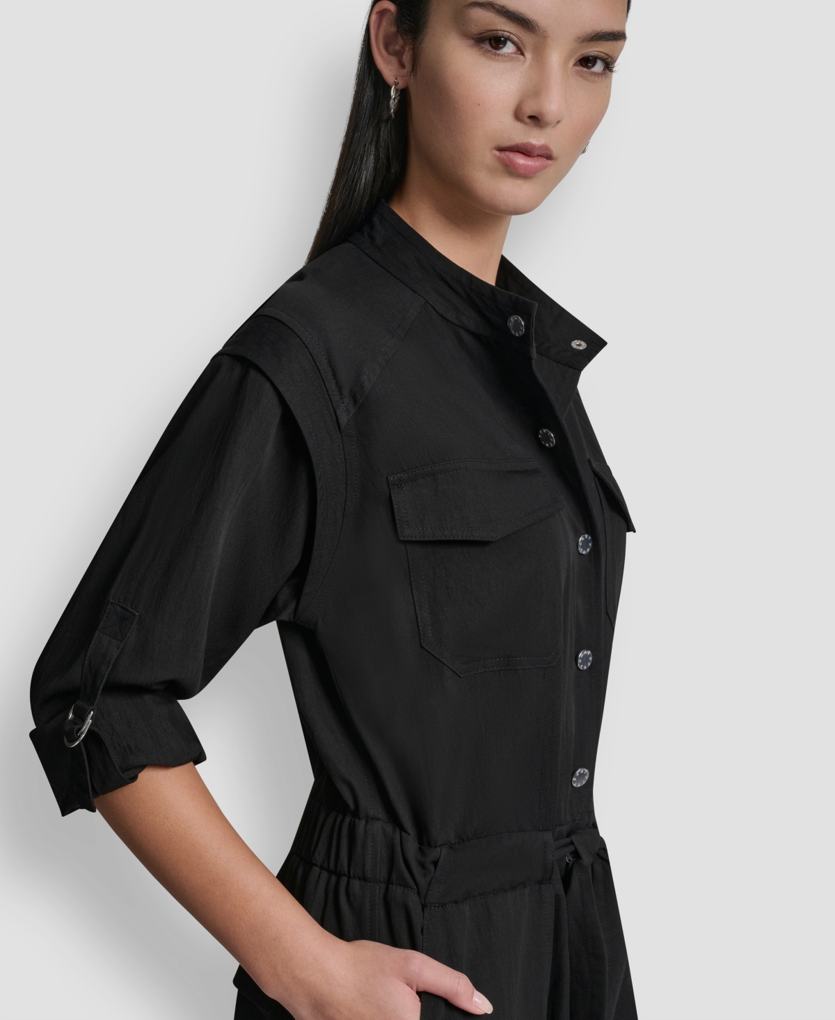 Dkny Women's Adjustable Waist Crewneck Jumpsuit