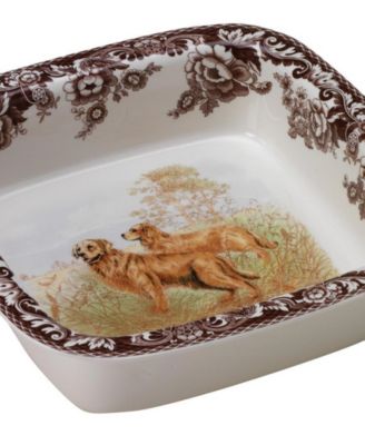 Woodland Dog Square Dish