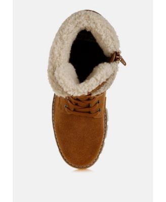 Womens Madoka Fur Collar Chunky Ankle Boots