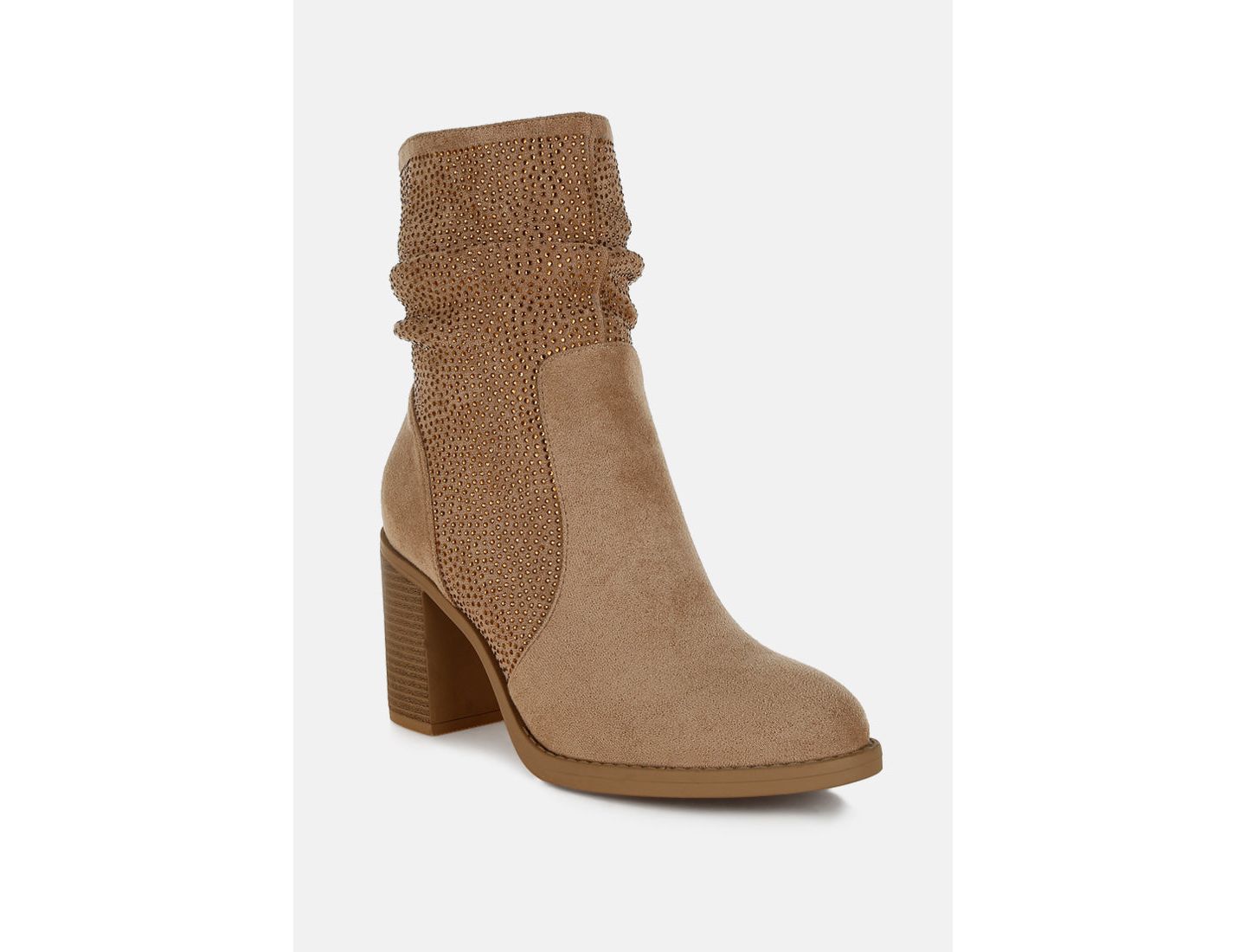 Женские ботинки London Rag Chinar Rhinestone Studded Slouchy Ankle, цвет: Бежевый — фото 3