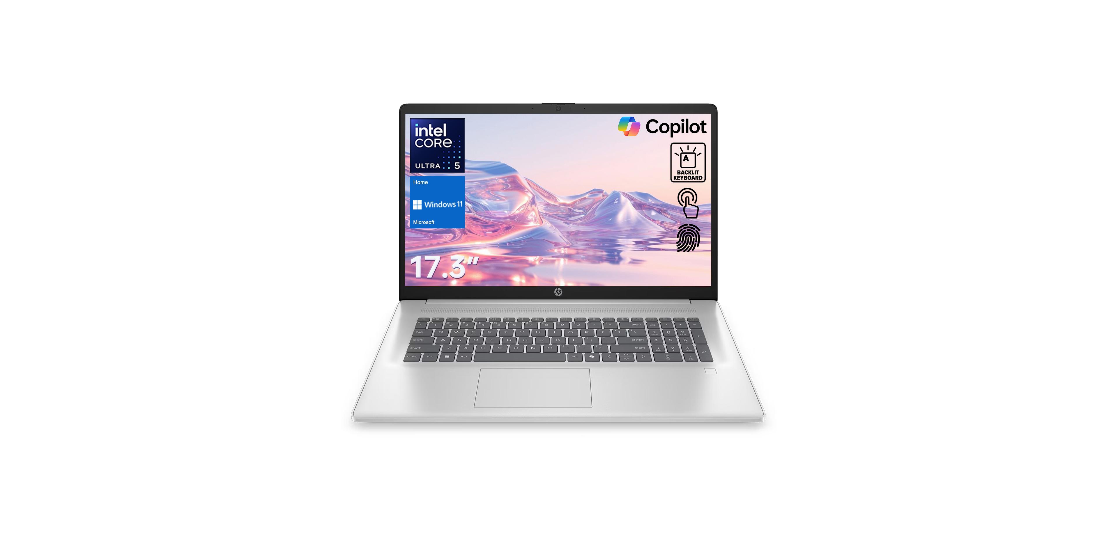 Hp Essential 17.3" Premium Traditional Laptop Intel Core Ultra 5 255U 8GB Ram Intel Graphics 512GB Ssd Storage Windows 11 Home Hd+ 60Hz - Silver