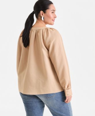 Plus Size Bubble-Sleeve Top