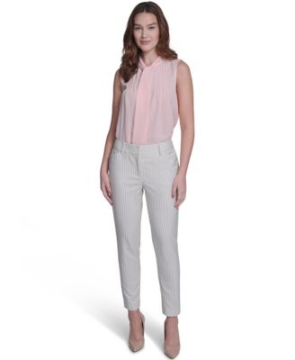 Women's Slim Fit Pinstripe Mid Rise Pants