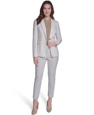 Women's Slim Fit Notch Collar Pinstripe Blazer