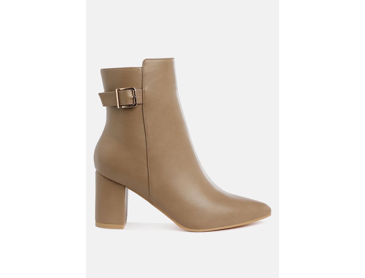 Женские ботинки London Rag Conchos Belt Detail Block Heel, цвет: Чёрный гладкий — фото 8