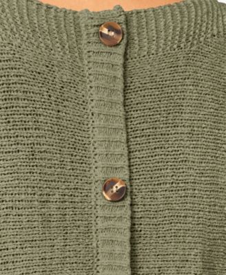 Plus Size Button Back Tape Yarn Short-Sleeve Knit Sweater