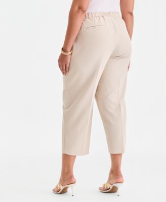 Plus Size High Rise Pull-On Cropped Pants