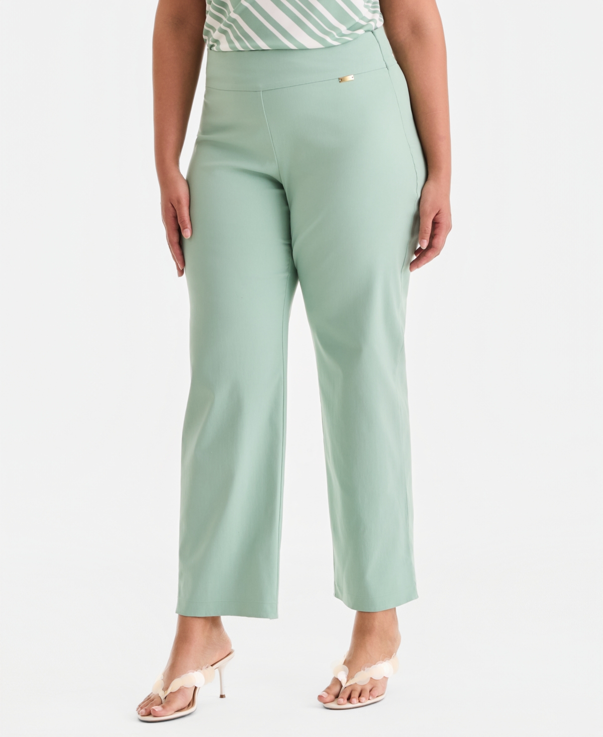 I.n.c. International Concepts Plus Mid-Rise Pull-On Straight-Leg Pants