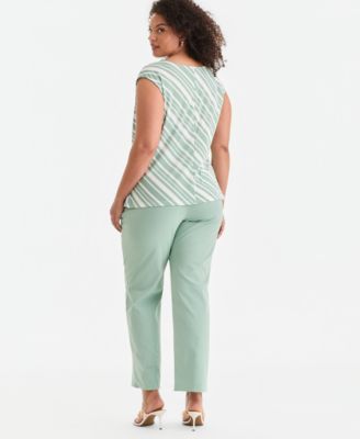 Plus Size Printed Drape Sleeveless Top