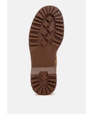 Womens Ujola High Ankle Leopard Print Suede Boots