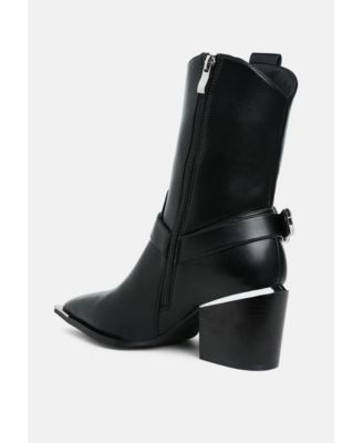 Womens Woodstock Diamante Embellished Pin Buckle Boots