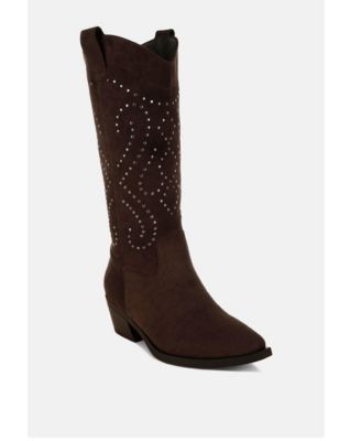 Womens Lariat Studs Embellished Cowboy Boots