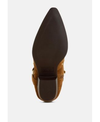 Womens Rodeo Studded Suede Ankle Boots