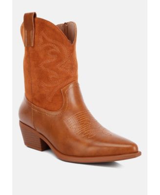 Womens Hasting Patchwork Detail Low Heel Cowboy Boots