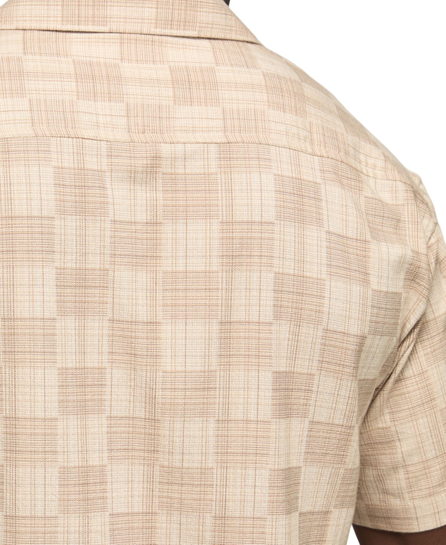 Мужская рубашка Lucky Brand Checkered Untuck Camp Collar, цвет: Бежевый — фото 4